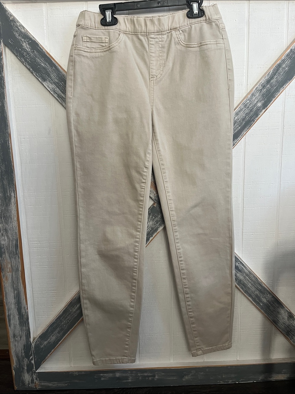 Ming Wang Neutral Stretch Skinny Jeans in Beige